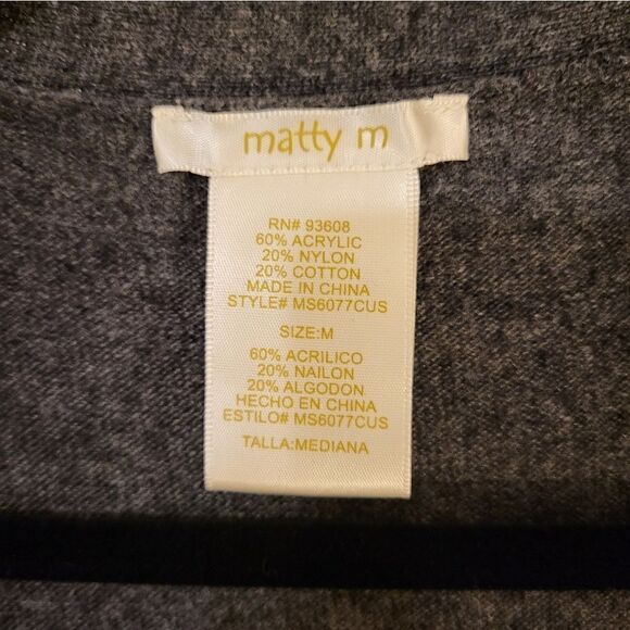 NWOT Matty M dark grey long split open cardigan - Picture 5 of 6